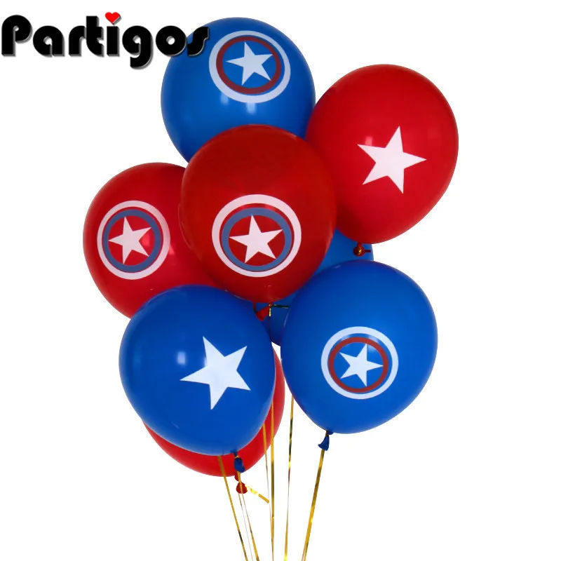 10pcs/lot 2.3g 10inch Blue Red Captain America shield Balloon Classic hero thelatex balloon Birthday Party supplies kids toys