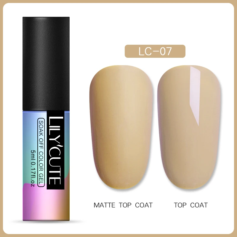 LC-07 LILYCUTE 5ml Matte Gel Polish Soak Off UV LED Gel Varnish Long Lasting Grey Pure Nail Color UV Nail Gel Varnish DIY Art Design - Цвет: LC-07