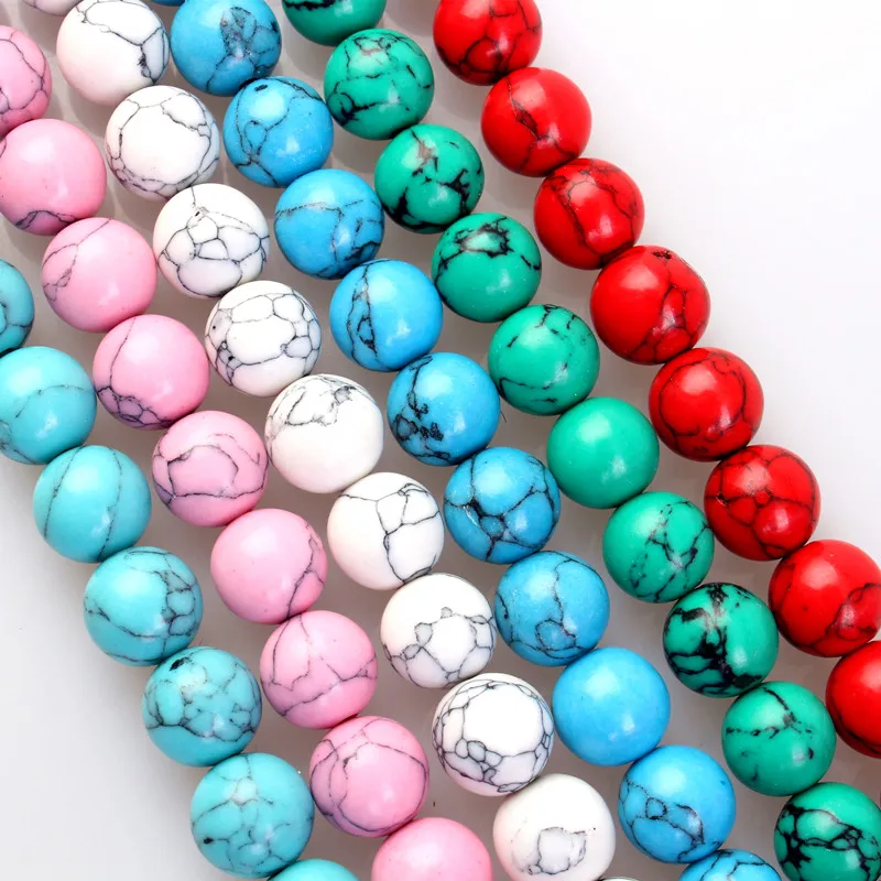 Stone Beads White Green Pink Blue Turquoises Loose For Jewelry Making DIY Bracelet Necklace Pick Size 4 6 8 10 12mm | Украшения и