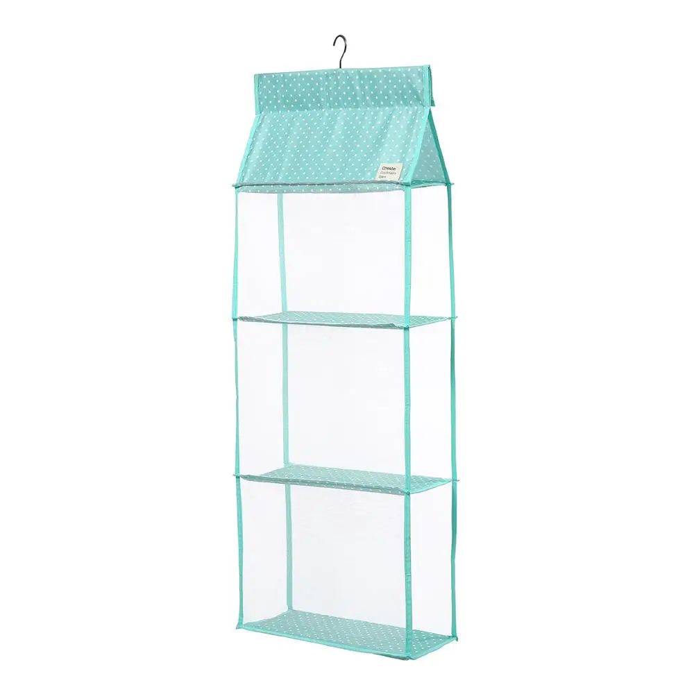 Blue 3 layers Настенный дверной подвесной сумка для хранения сумки из натуральной кожи одежды органайзер для шкафа, гардероба Складная полка, мешок для хранения дома органайзер для подвесного тренинга - Цвет: Blue 3 layers