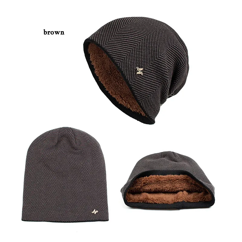 z015-brown Осенняя и зимняя Новинка плюс бархат H Железный Стандартный головной убор вязаный свитер шапка мужская наружная теплая шляпа для верховой езды - Цвет: z015-brown