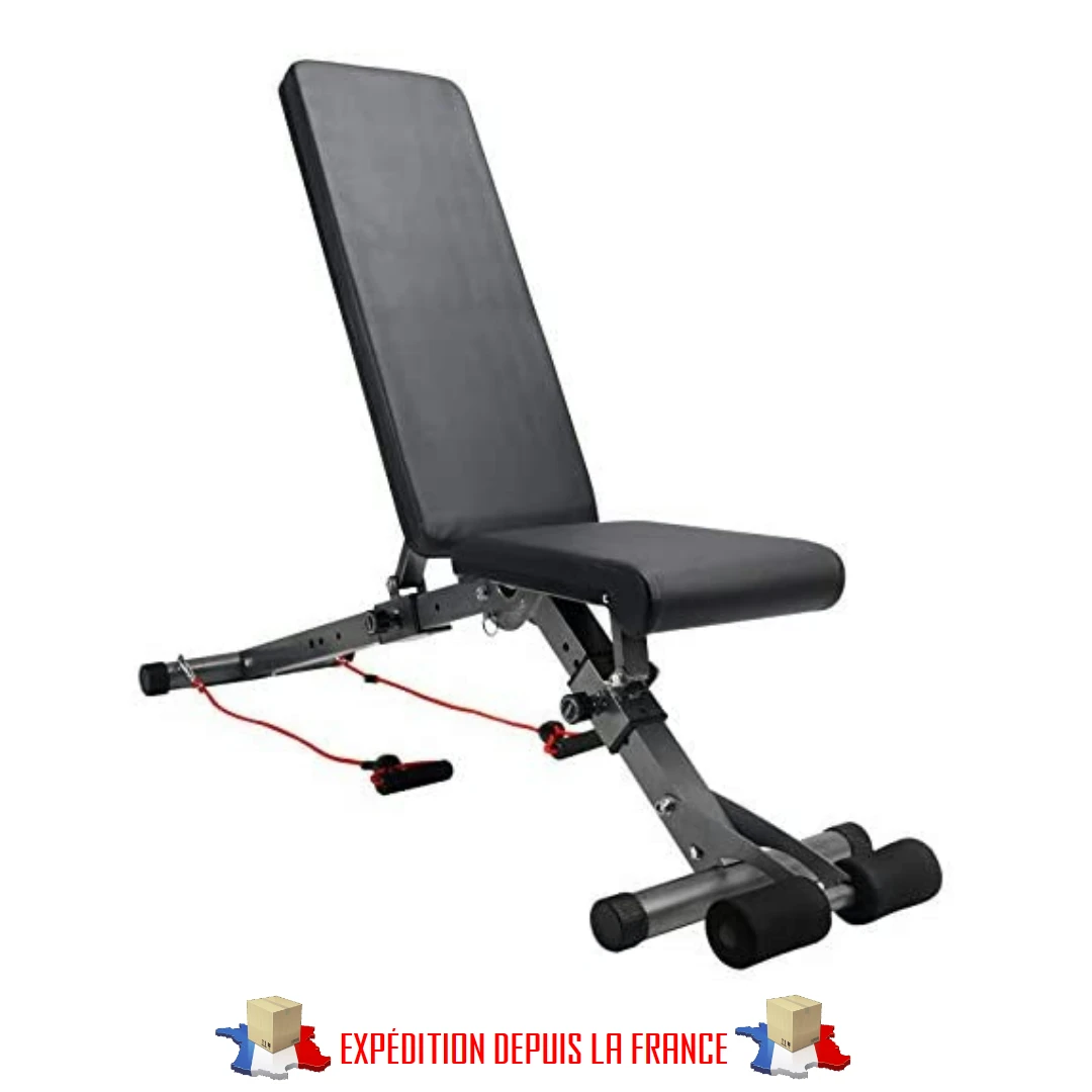 ABDOMINAL BENCH, FOLDING, ADJUSTABLE, WITH ELASTIC BAND, GYM