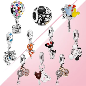 

925 Sterling Silver Resort Key Hong Kong Park Miqi Mini Mother Child Bird House Balloons Cream Donut Charm Fit Pandora Bracelets
