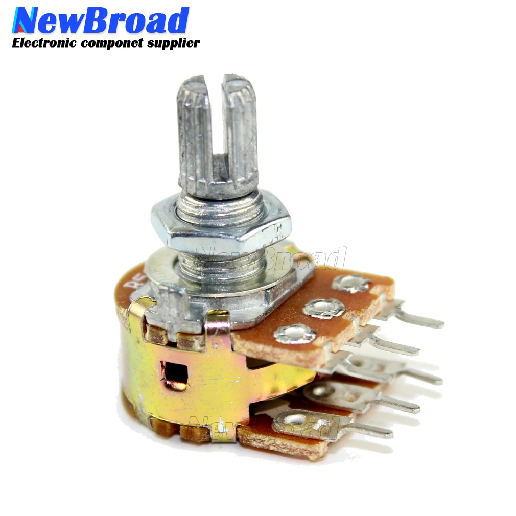 5pcs WH148 B1K B2K B5K B10K B20K B50K B100K B500K 6Pin Shaft Amplifier Dual Stereo Potentiometer 1K 2K 5K 10K 50K 100K 500K