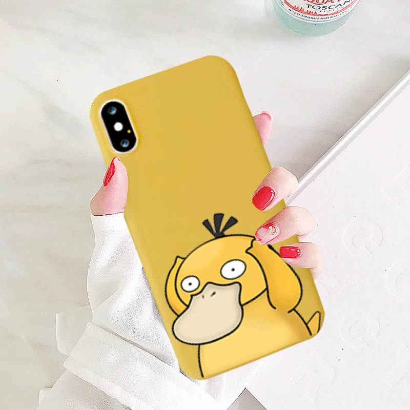

JAMULAR Cartoon Animal Psyduck Fitted Case For iPhone X XS MAX XR 7 6 6s Plus Soft Silicone Phone Cover Matte Fundas Coque Capa