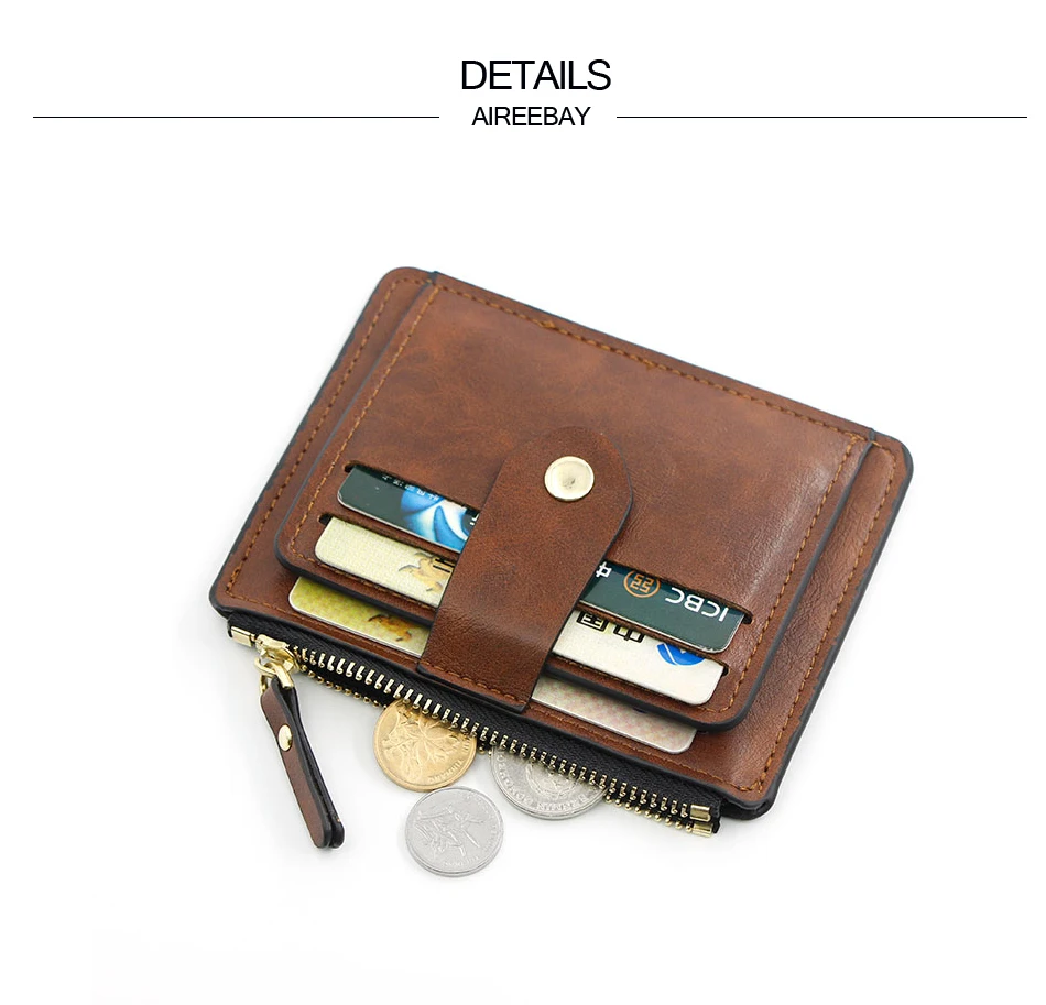 AIREEBAY держатель для кредитных карт тонкий кожаный кошелек Бизнес-кошелек чехол для денег для мужчин и женщин черный модный кошелек для карт