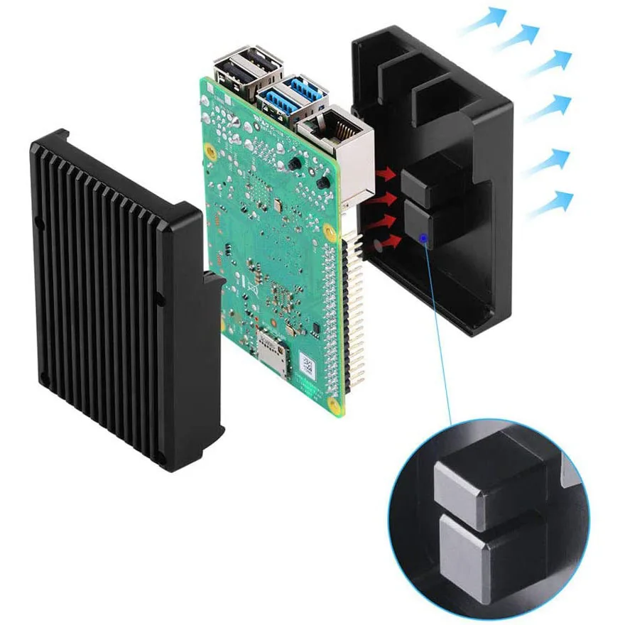 Чехол Raspberry Pi 4 из алюминиевого сплава с охлаждающей колонной Пассивный