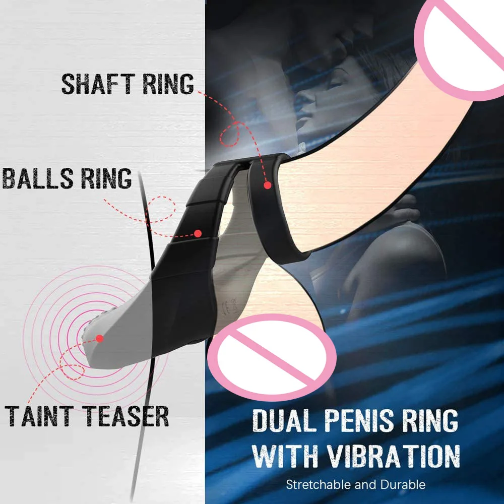 Vibrating Penis Vibrator Massager Ring for Men Male Masturbator Scrotum Delay Ejaculation Long-Lasting Trainer Adult Sex Toys 2