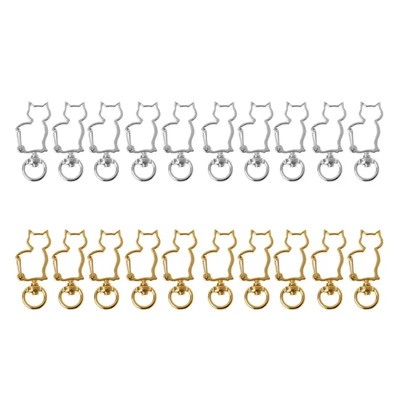 

10Pcs Cat Metal Swivel Clasps Lobster Snap Clasp Hook Keychain Jewelry Making