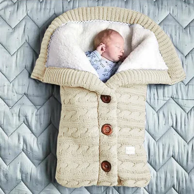 Спальные мешки для новорожденных; вязаные зимние теплые детские коляски; спальный мешок; бархатная вязаная уличная пеленка для малышей - Цвет: Color7