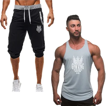 

2019 Fashion new tracksuit men Two Piece short pant+tank top summer cool Sweatshirts Suit Male chandal hombre jogging homme Suit