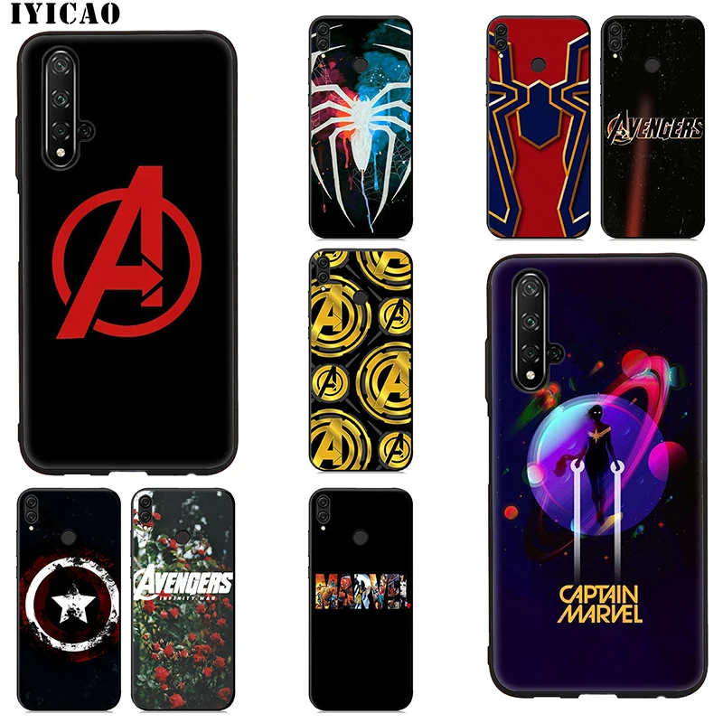 IYICAO Marvels Мстители комиксы черный мягкий чехол для huawei Honor 20 10 9 9X 8X 8C 7X 7C 7A 6A Lite Pro View