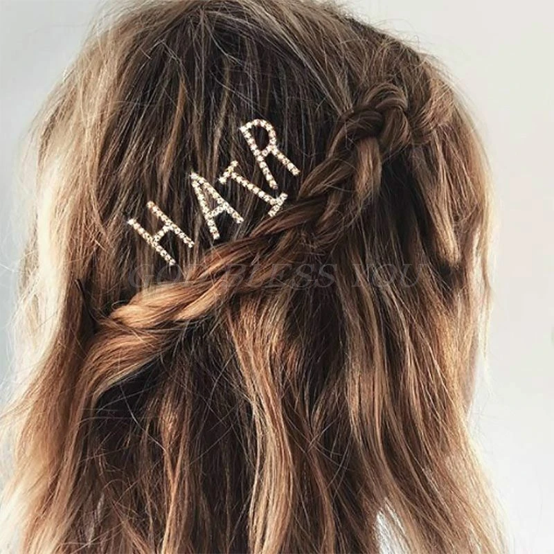 Женский Большой N-Z с буквенными буквами, шпилька, минималистичный блеск, стразы, алфавит, заколка для волос, боковая челка, заколка для укладки волос