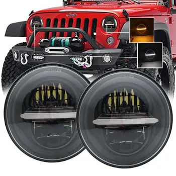 

2pcs 7 Inch Round Halo Led Headlight for Jeep Wrangler Unlimited JK 7" DRL Angle Eyes led Projector headlamp