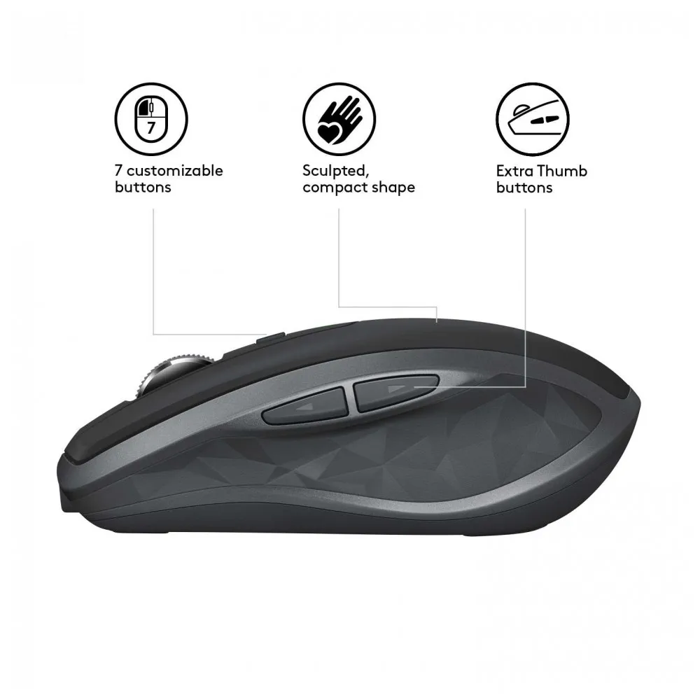 Мышь беспроводная Logitech MX Anywhere 2S GRAPHITE(темно-серая, 200-4000 dpi, Bluetooth, 2.4 GHz/USB-ресивер