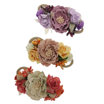 

Newborn Baby Headband Flowers Crown Hair Band Vintage Toddler Photo Props Headwear Stretchy Kids Girls Floral Hair Accessories