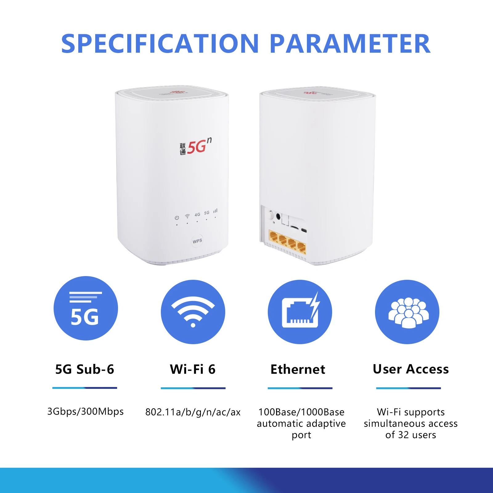 5G CPE VN007 VN007+ WiFi Router Support 5G Band：n41/n78/n79 4G Band：B1/3/8 router booster