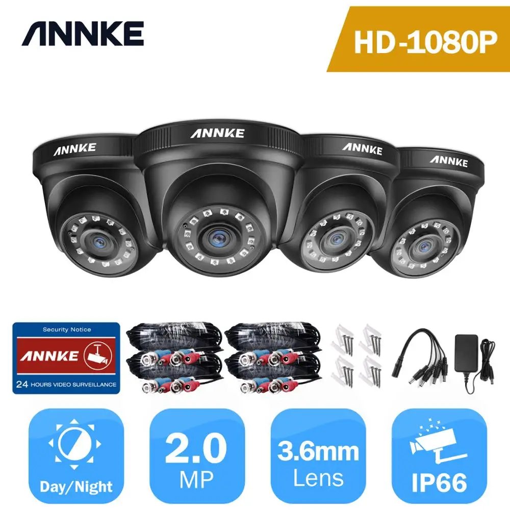 ANNKE 2MP 1080P HD Security Surveillance System Camera IR-Cut Night Vision Audio Recording Waterproof Housing Camera Kit