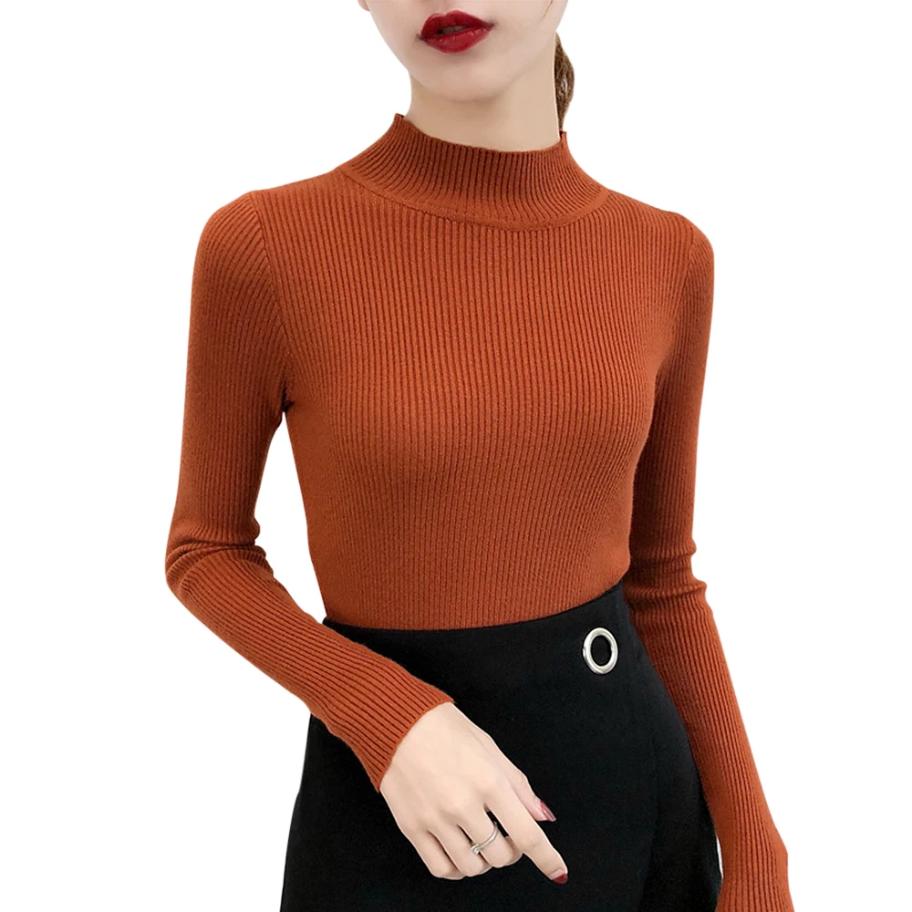 

Puimentiua New-coming Autumn Winter Turtleneck Pullovers Sweaters Primer Shirt Long Sleeve Short Korean Slim-fit Tight Sweater