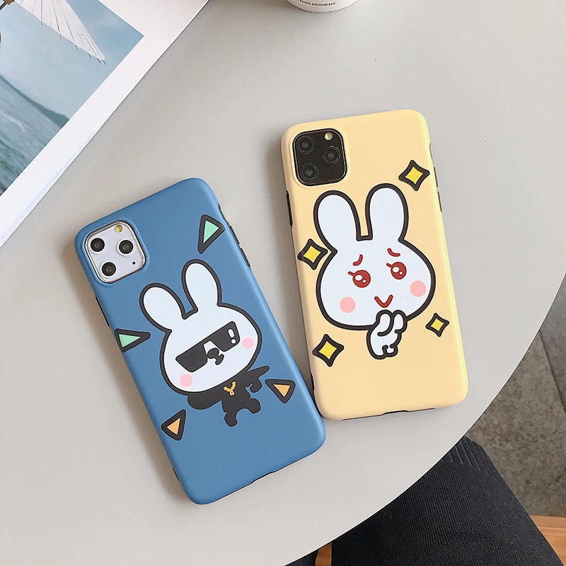 INS стильные милые чехлы с мультяшным кроликом для iphone 11Pro XS Max X XR матовый IMD мягкий чехол для iphone 6 6S 7 8 Plus 11 задняя крышка fundas