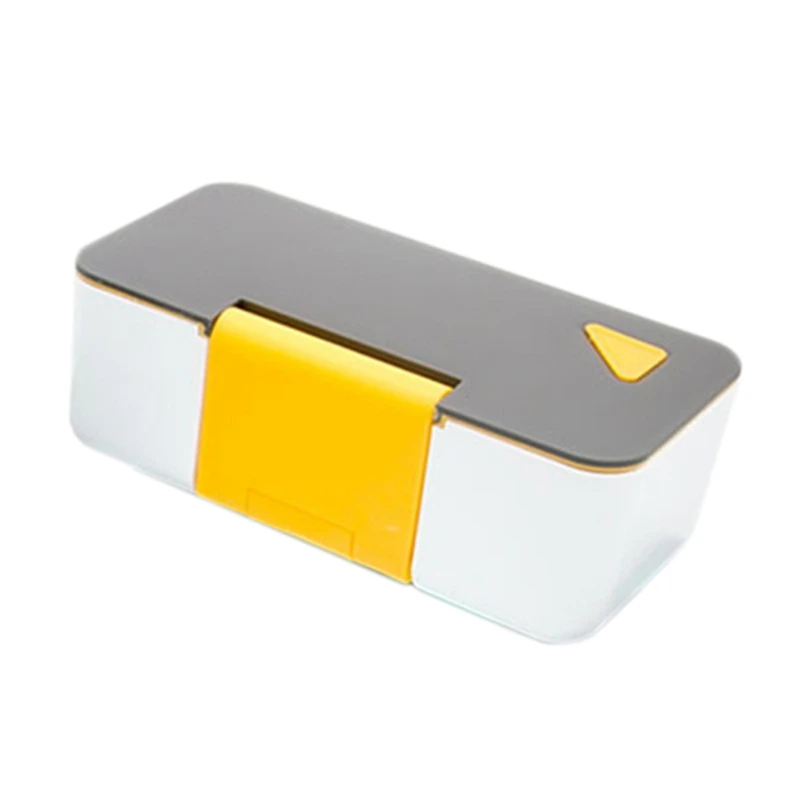 

Portable Lunch Box Phone Holder Microwave Oven Lunch Box Lunch Box Square Food Container Plastic Yellow
