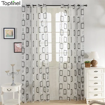

Chic Black Plaid Tulle for Window Sheer Curtains for Living Room Kitchen Bedroom Curtain for Window Panel Modern Minimalism