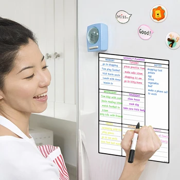 

Magnetic Whiteboard Sheet Menu Planning For Kitchen Fridge Multipurpose Weekly Calendar Grocery Shopping List with 8 Markers