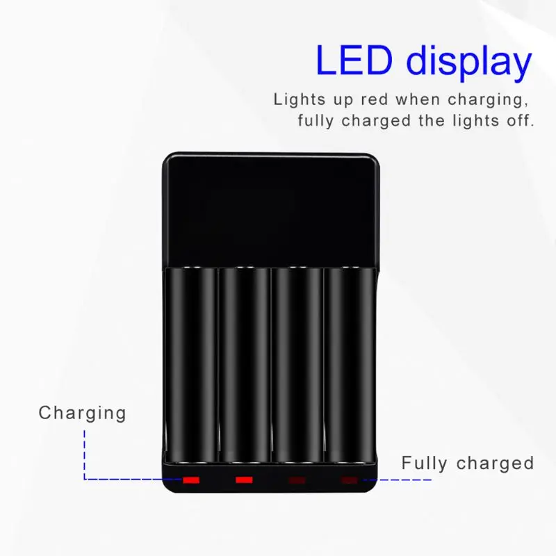 

4 Slots Battery Charger LED Light Smart Charger for AA/AAA/NI-MH/NI-CD Batteries