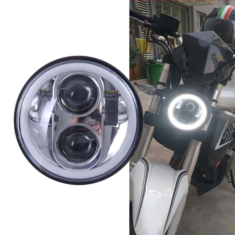 Round 40W Halo Ring 5.75'' inch Chrome Motorcycle led light Bulbs