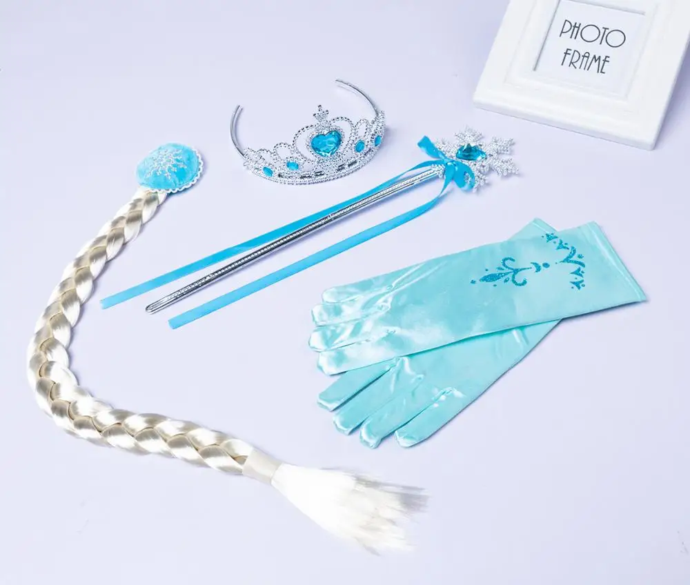 accesories Г. Лидер продаж! Новое платье Снежной Королевы Эльзы синий костюм для косплея для детей, платье для девочек, пальто, леггинсы Рождественский подарок с короной - Цвет: accesories