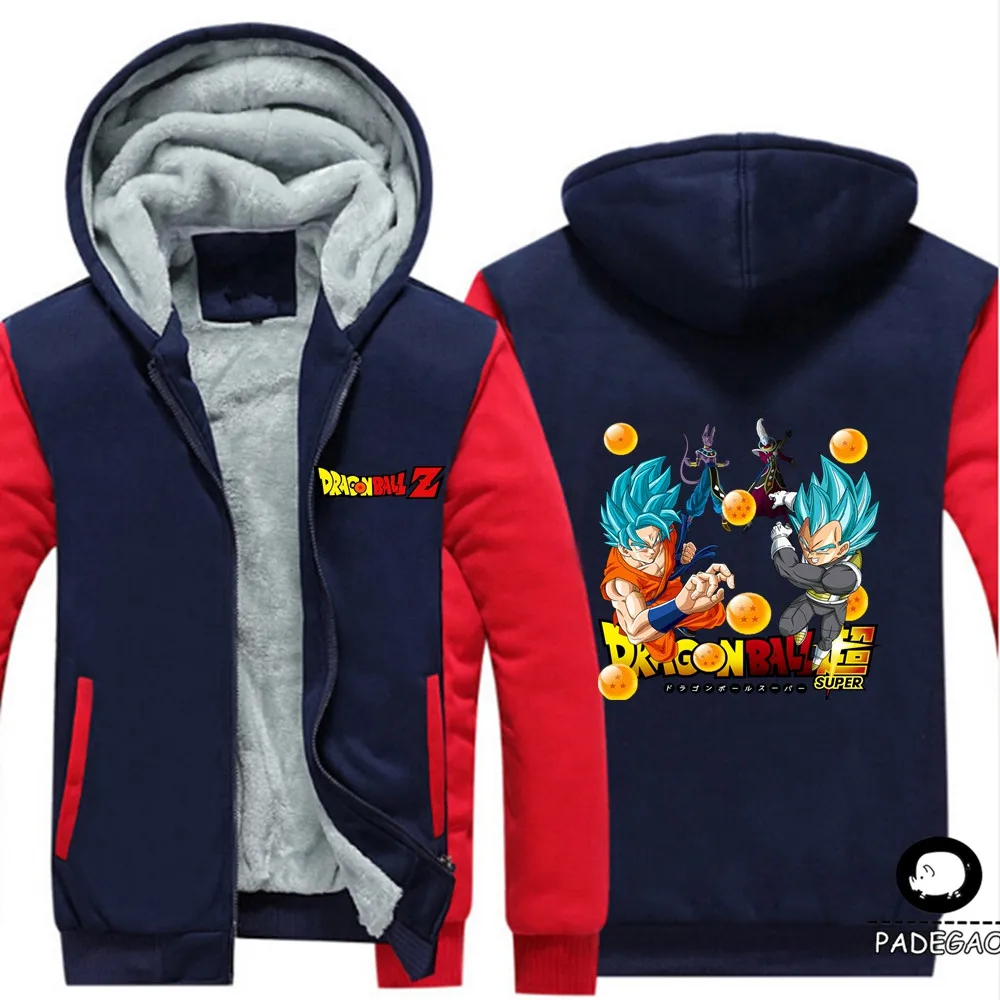 Аниме Драконий жемчуг Супер Saiyan пальто Зимняя Толстая куртка модная теплая флисовая толстовка мужская женская спортивная куртка - Цвет: Red