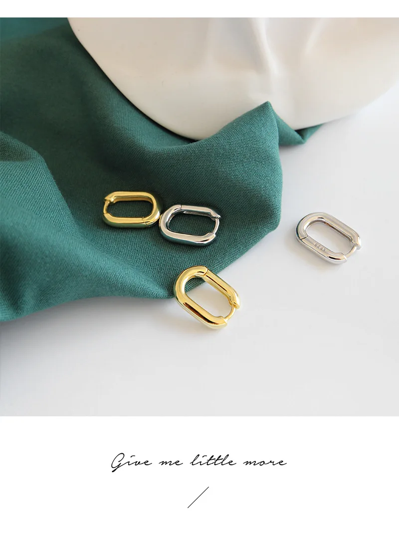 Oval Geometric Piercing 925 Sterling Silver Earrings for Women Gold Small Hoop Earrings Engagement Earings Fashion Jewelry 2019 (13)