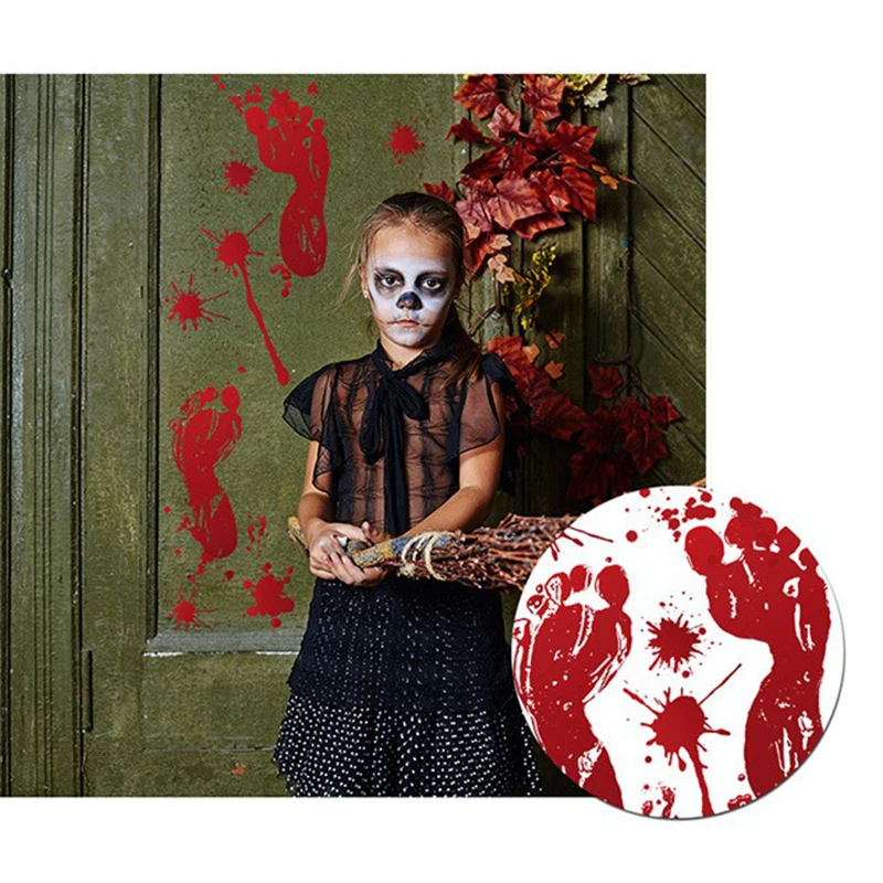Halloween Horror Blooding Handprint Foot Wall Sticker Home Party Decoration