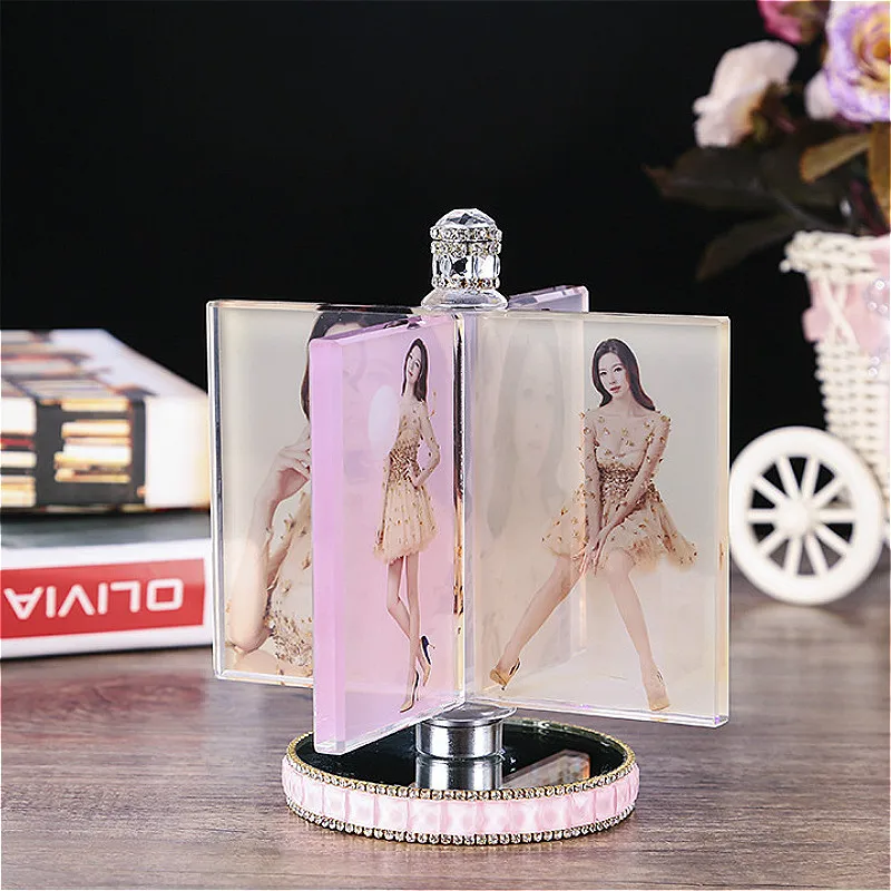 Customized Rotating Windmill Photo Frame Exquisite Crystal Wedding Glowing Frame for Diamond Painting Picture Car Decor Gift New