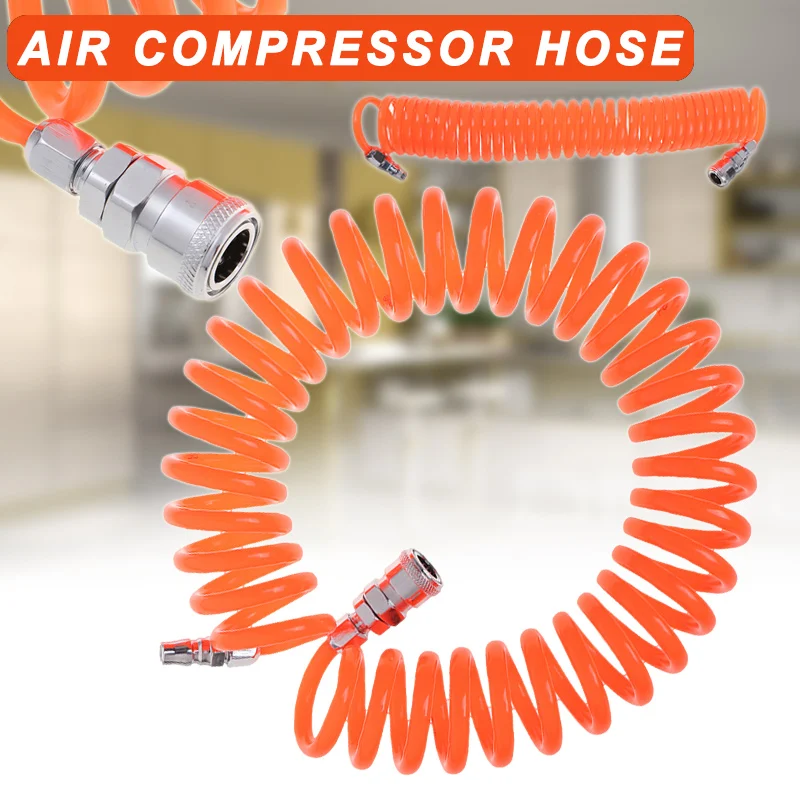 

8mm x 5mm Flexible PU Recoil Hose Spring Tube 6M Pipe Parts for Air Compressor DTT88