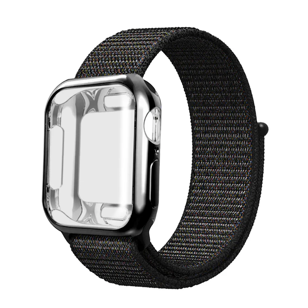Нейлоновый ремешок+ чехол для Apple watch series 5/4/3/2/1, 42 мм, 38 мм, версия в едином положении во время занятий легкой атлетикой, ремешок для наручных часов iwatch, 40 мм 44 спортивный браслет