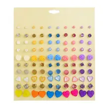 50 пар карамельных цветов CZ серьги гвоздики Кристалл полимерная серьга дети мода ювелирные изделия