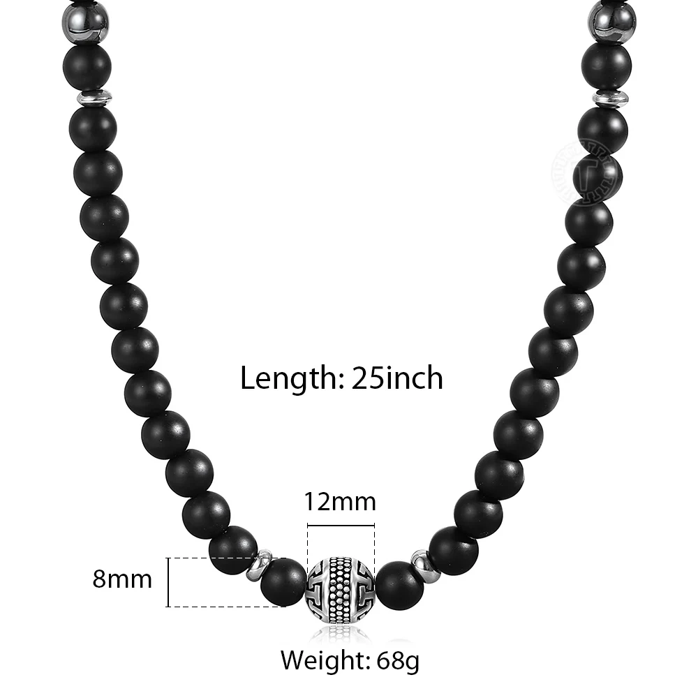 BlackMatteBead DN143 Ожерелье из натурального камня с бусинами для мужчин и женщин, растягивающееся ожерелье из черного матового гемитированного металла, очаровательное ювелирное изделие из нержавеющей стали LDNM28 - Окраска металла: BlackMatteBead DN143