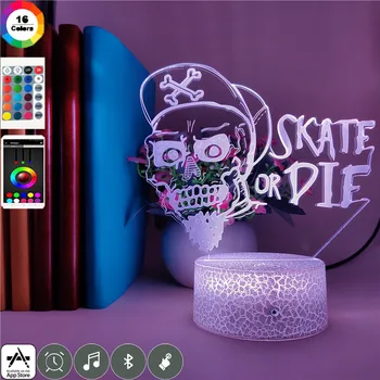 

Skateboard Sign Skate or Die Color Changable Cool Night Light for Children Holiday Birthday Gifts Decor Lamp Bluetooth Speaker