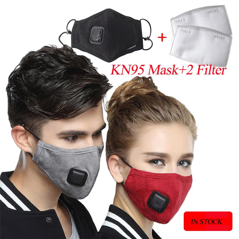 

Reusable KN95 Mask waterproof Breathing N95 masks Hepa Valve Filter Anti-Dust bacterial anti pollution Mouth masks FFP2