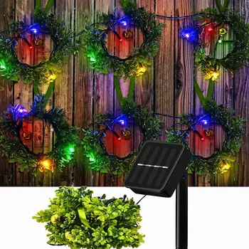 

24LEDs Solar Powered 6 Wreath String Light Leaves Fairy String Lamp for Christmas Outdoor Garden Wall Fence Decor