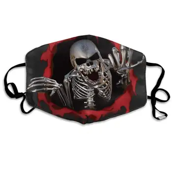 

NiYoung Unisex Breathable Halloween Horror Posable Skeleton Skull Red Mouth Mask, Adjustable Earloop Anti Dust Pollution Face