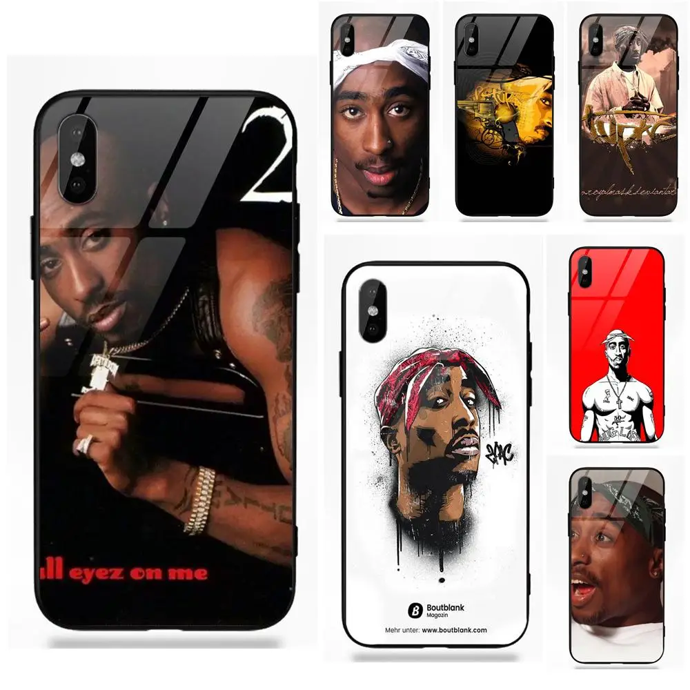 Модный хип-хоп человек 2pac для Apple iPhone 5 5C 5S SE 6 6S 7 8 Plus X XS Max XR Мягкий ТПУ оправа закаленное стекло чехол с принтом