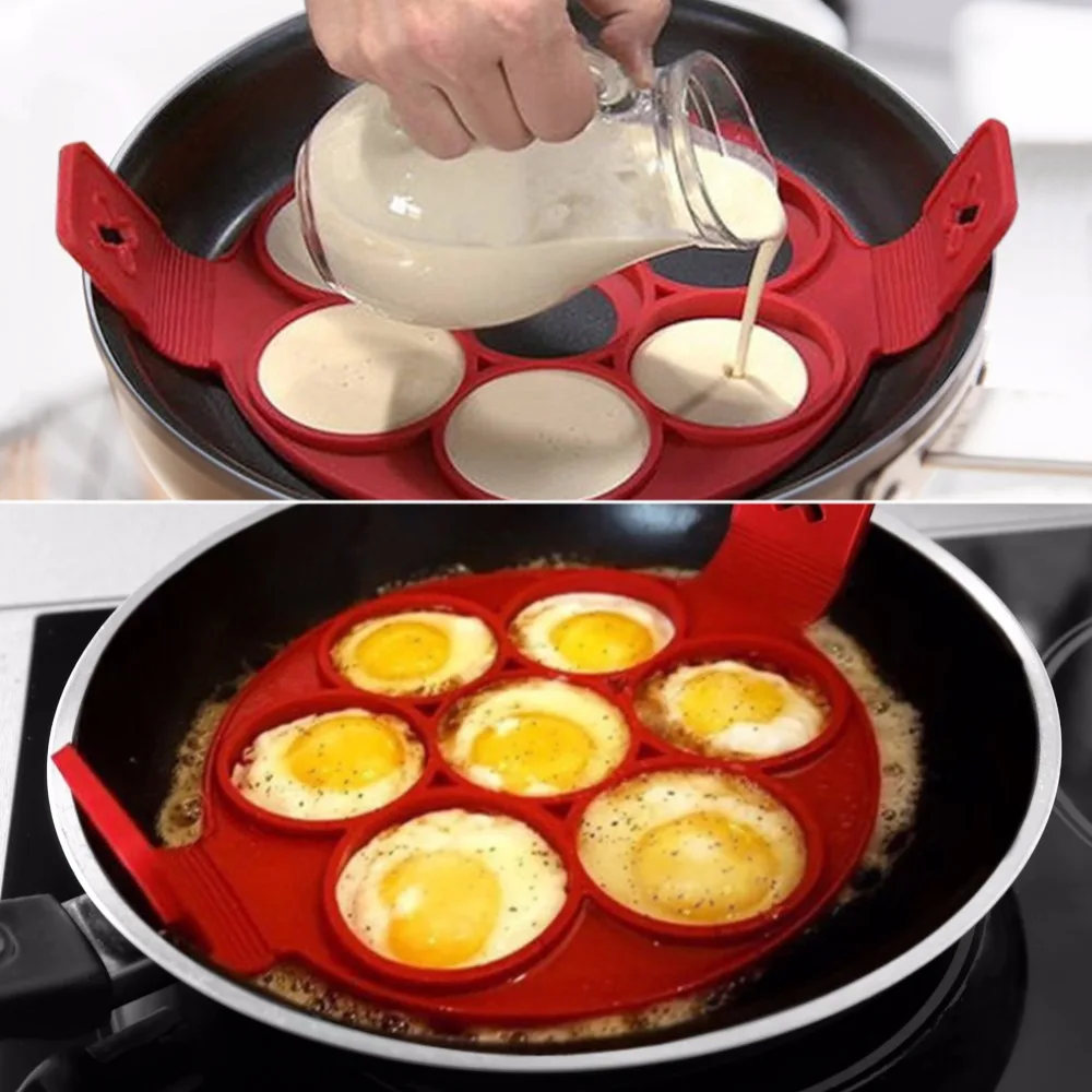 

Silicone Fried Egg Pancake Ring Nonstick Portable Round Shaper Eggs Mould for Cooking Breakfast Frying Pan Oven Kitchen Gadgets