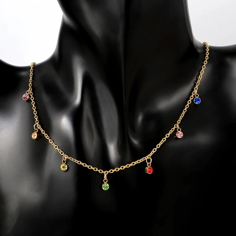 Новая мода ожерелье кулон Кристалл Стразы нержавеющая сталь цепь Золото Серебро Цвет розовое золото цвет