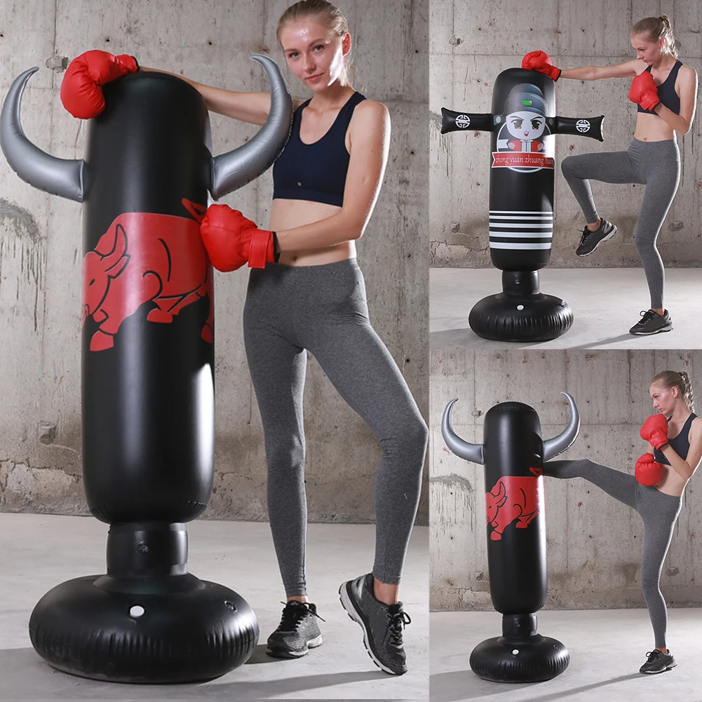 1.2M/1.6M Inflatable Boxing Bag Children Adult Tumbler Standing Sandbag Fitness Training Boxing Sack PVC Thicken Pillar