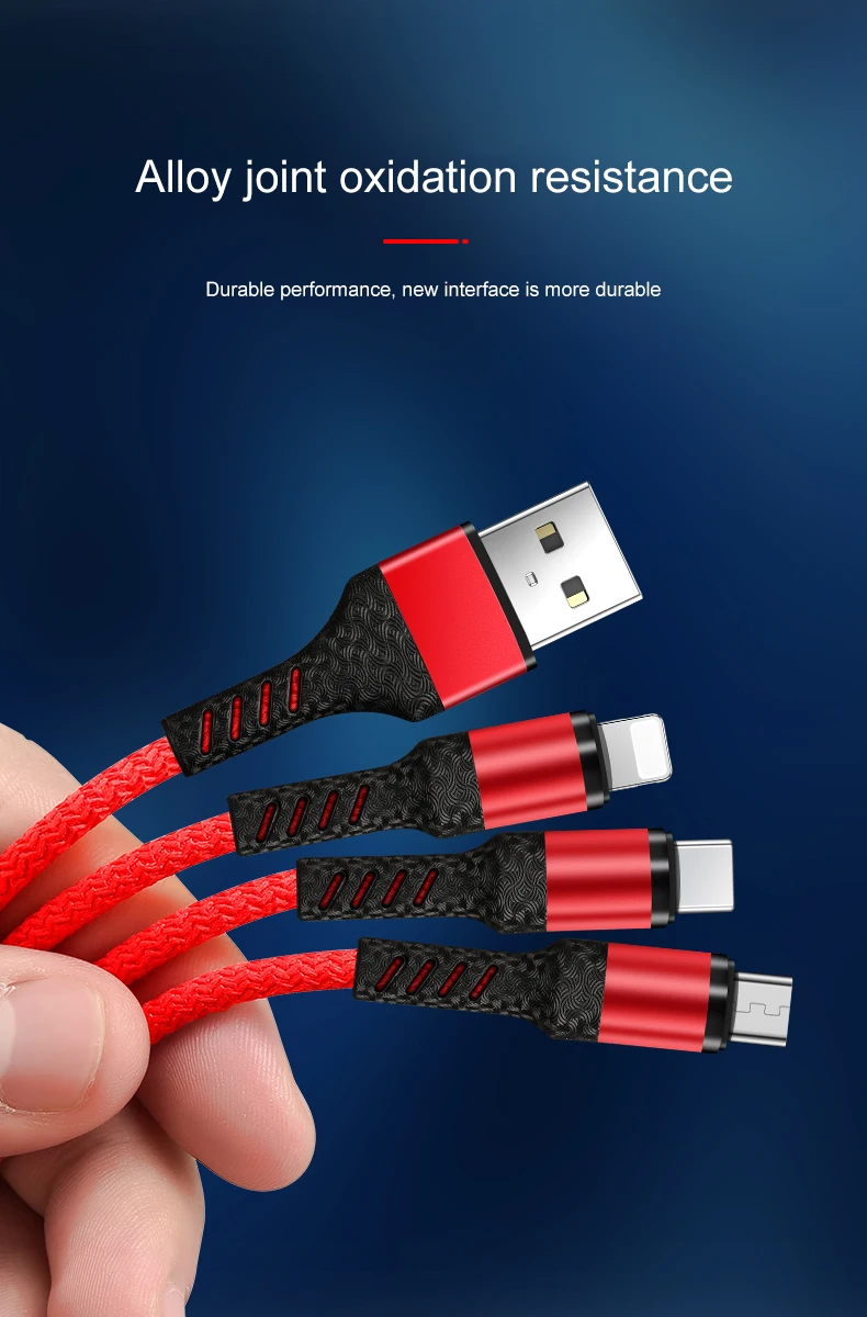 3 в 1 Зарядка через usb кабель 3A для мобильного телефона Micro Тип usb C 8 Pin Зарядное устройство кабель для huawei iPhone XR XS Max X Быстрая зарядка кабеля для передачи данных