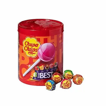 

Chupa Chups Best of Lutscherdose, 50 Lutscher in der 600 g Aufbewahrungsdose, 7 farbenfrohe Geschmacksrichtungen