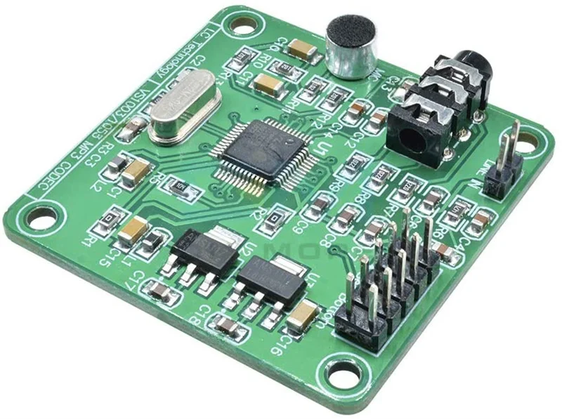 DC 5V VS1053 Audio Module MP3 Player Module Development Board Onboard Recording SPI OGG Encoding Recording Control Signal Filter vs1053 vs1053b mp3 module with sd card slot ogg real time recording 12 288 mhz crystal 16 bit pcm for arduino tool accessories