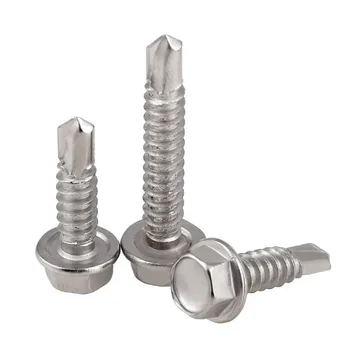 

GuHua 410 Stainless Steel Hex Head with Collar Self Drilling Screw Hexagon Long Drill Tail Self Tapping Screws M5.2M6.3 5pcs